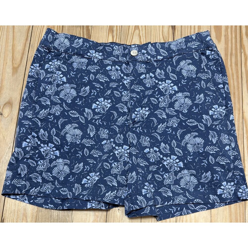 Jachs Girlfriend Shorts XL Blue Floral Stretch Satin Chino Womens Beach Preppy